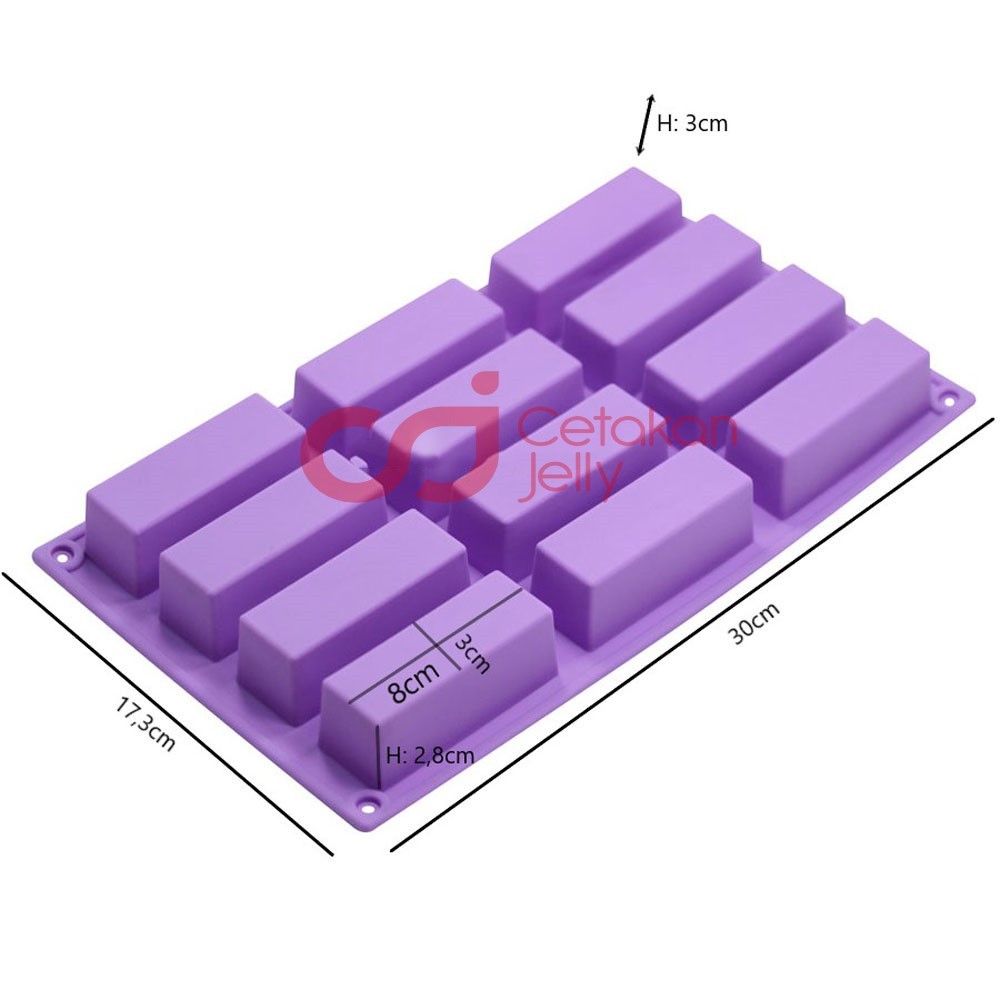 JAMIN MURAH CJ Cetakan Silikon Cake Puding Jelly Coklat Cake Popsicle Box Persegi Panjang 12 Cav(BIS
