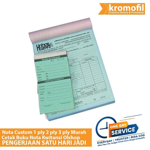 

Nota Custom 1 ply 2 ply 3 ply Murah Cetak Buku Nota Kwitansi - 1 FOLIO, 1 PLY