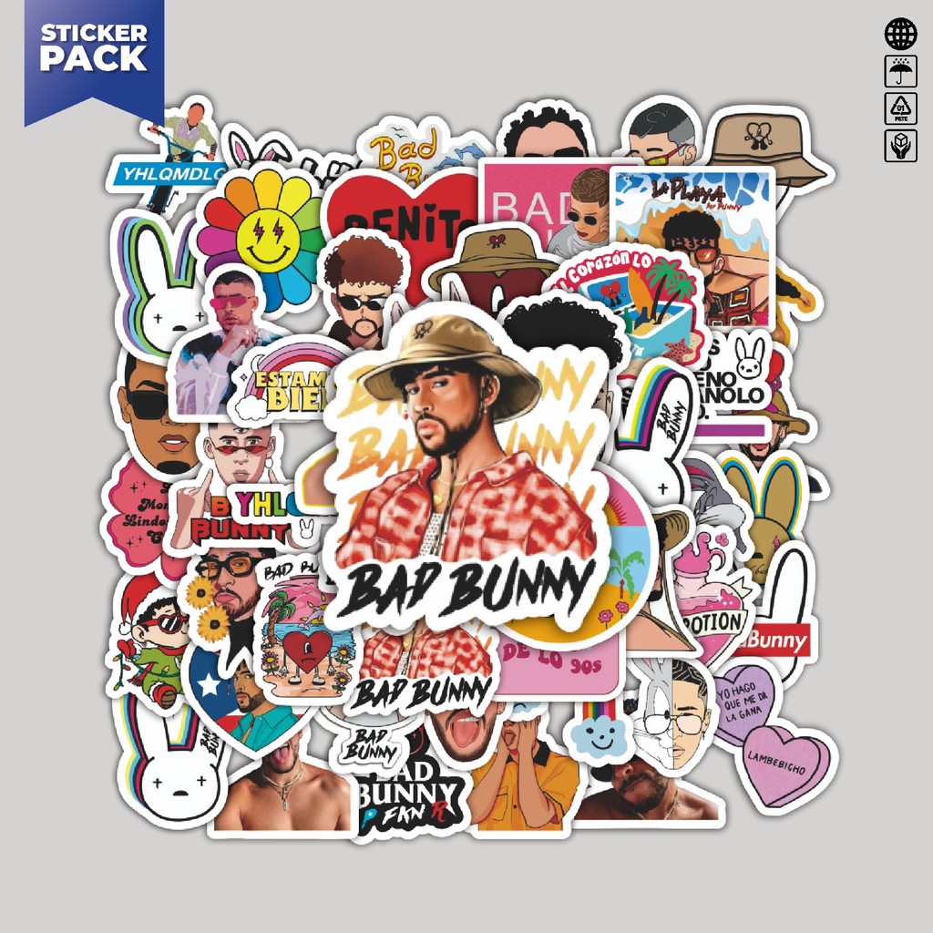 

[100PCS]Stiker Pack Stiker Bad Bunny Series 2 [Seri Kelinci Buruk] Aesthetic Vinyl Anti Air Dekorasi Sticker Laptop Buku Journal Koper Helm Casing HP Gitar Helm Skateboard