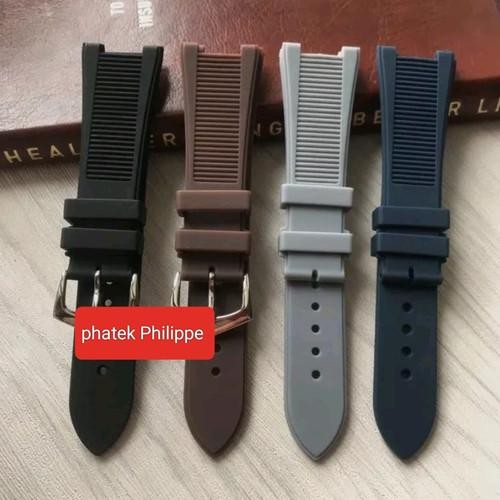 TALI JAM PATEK PHILIPPE GENEVE NAUTILUS RUBBER STRAP - Hitam, Plus Buckle