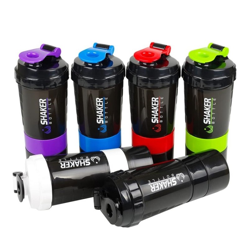Protein Shaker Bottle Leak Proof Bottle for Protein Mixes 3 Layer Twist Off Shaker Cup Sports Shaker