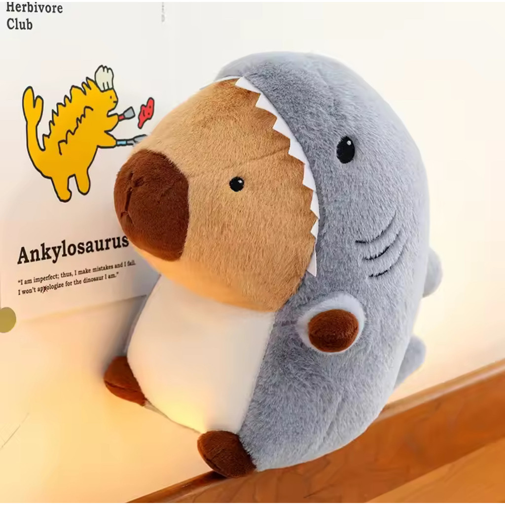 Boneka Capybara Pig Guinea Berubah Menjadi Hiu Baru — Bantal Tidur Anak, Hadiah Lucu