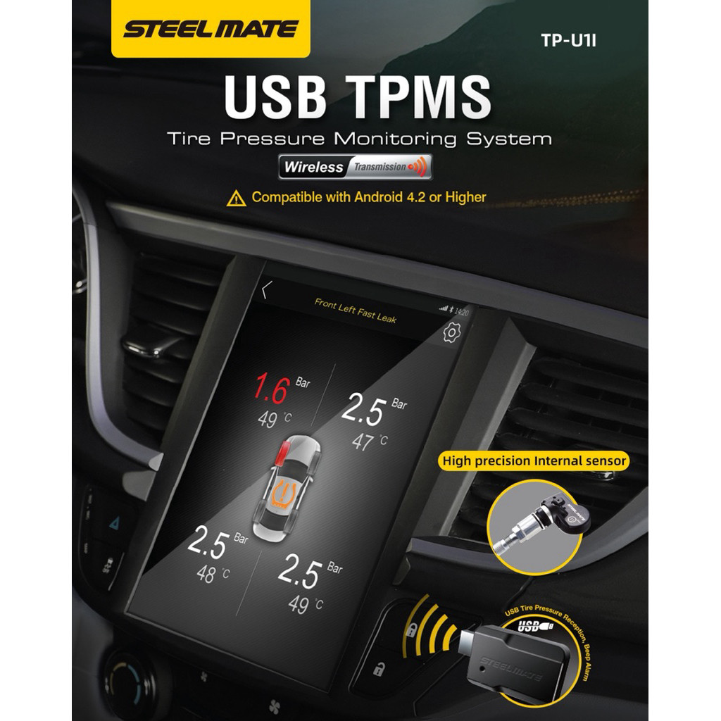 TPMS Steelmate, Tire Pressure Monitoring System (TPMS) Steelmate U1I (Internal Sensor) Android Car D