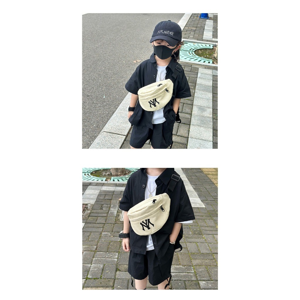 Slingbag Logo MY Canvas - Tas Selempang Fashion Korea - Sling Bag Anak Laki Korea- Tas Selempang Ana