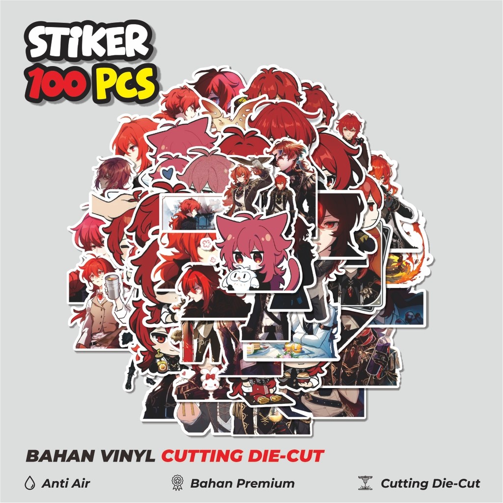 

Terbaru! 50 pcs Stiker Anime Genshin Impact Diluc Q-1 Mini Diary Dekorasi Lucu Kreatif untuk Notebook, Skateboard, HP