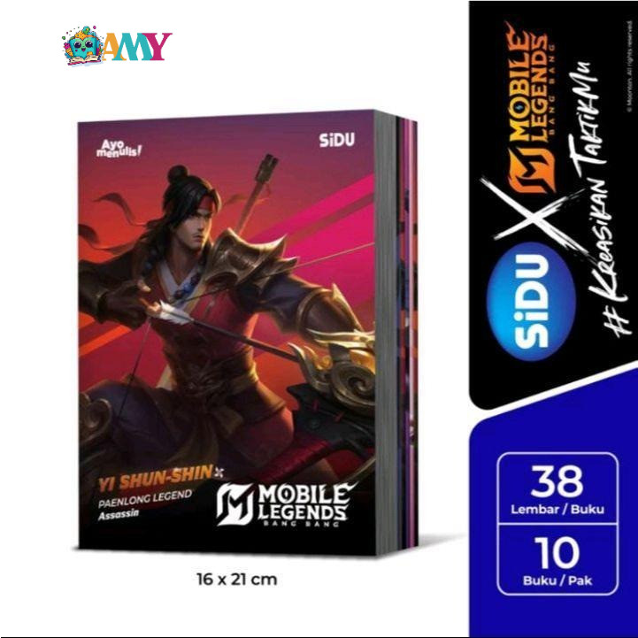 

*STOK TERBTAS* (1 Pak Isi 10 Buku) GROSIR Buku Tulis SIDU 38 Mobile Legend / Buku Tulis Mobile Legend 38 (1 Pak/10) AMY STASIONARY