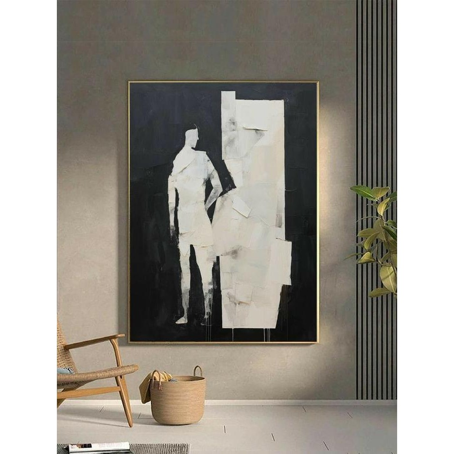 lukisan hitam putih abstrak - A1, Spanram