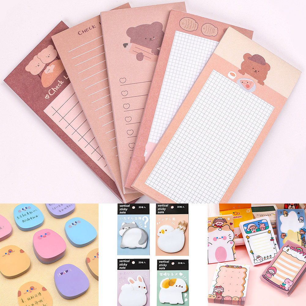 

4Packs Korean Cute Kawaii Sticky Notes Journaling Memo Pad Post Notepad To Do List Shopping Daily Planner Index Check Stationery