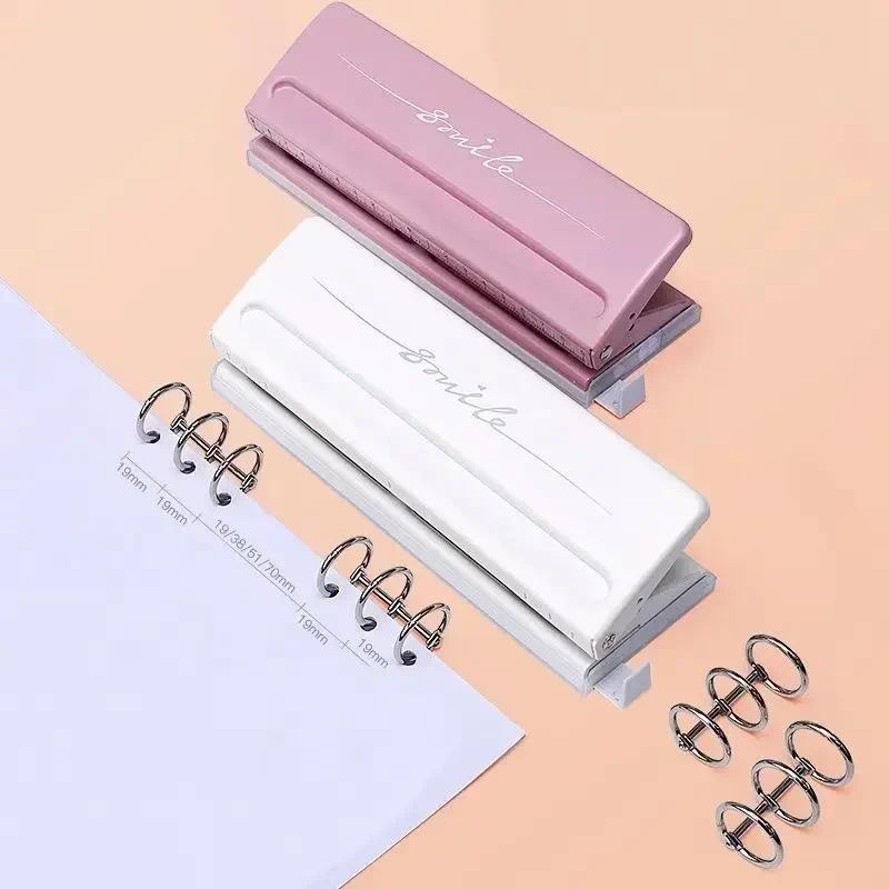 

Adjustable Spacing 6-hole Punching Machine Manual Ledger Multi Size Office Stationery Adjustable Hand Book Certificate PVC
