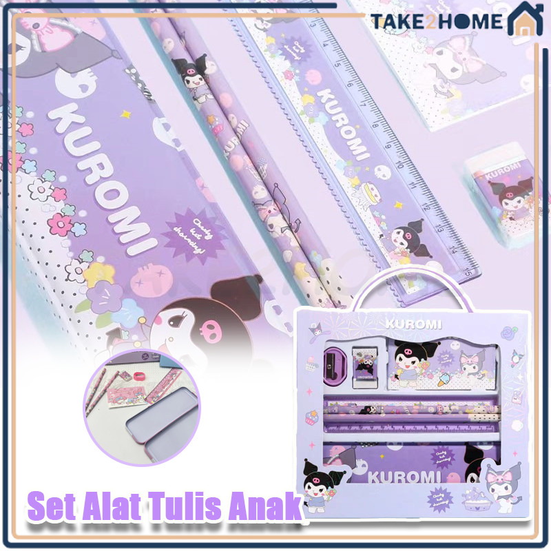 

Set Alat Tulis Anak/Alat Tulis Set Kotak Pensil Karakter Kuromi/7 in 1 Set Kotak Alat Tulis