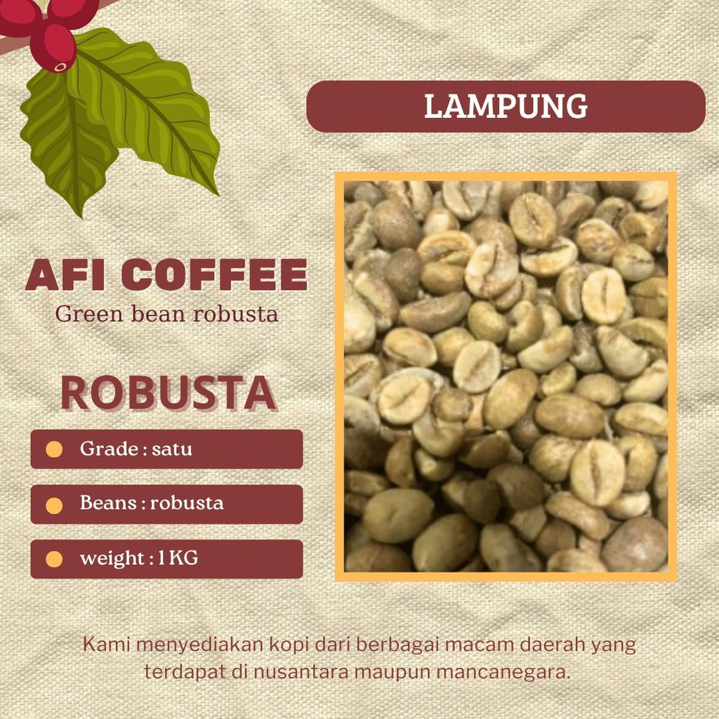 

Green bean Robusta Lampung | biji kopi mentah 1kg