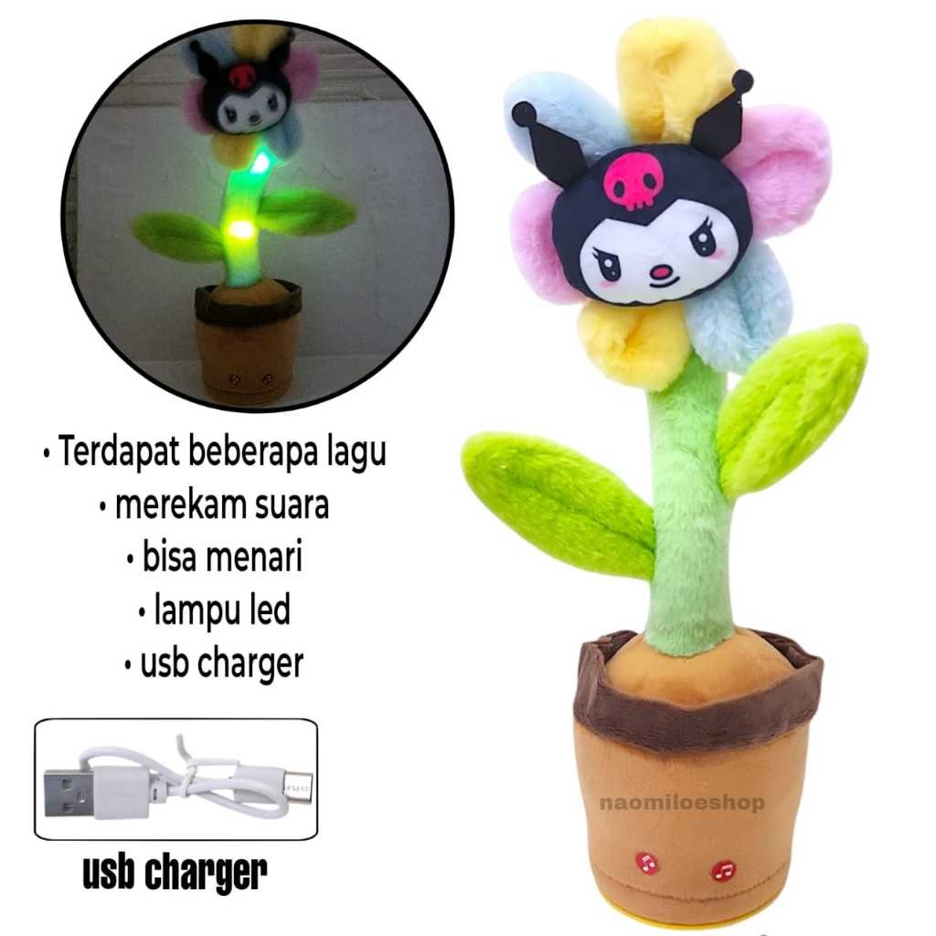 Bunga KRMI kaktus mainan kaktus KRMI bisa ngomong bicara rekam dancing mainan boneka KRMI