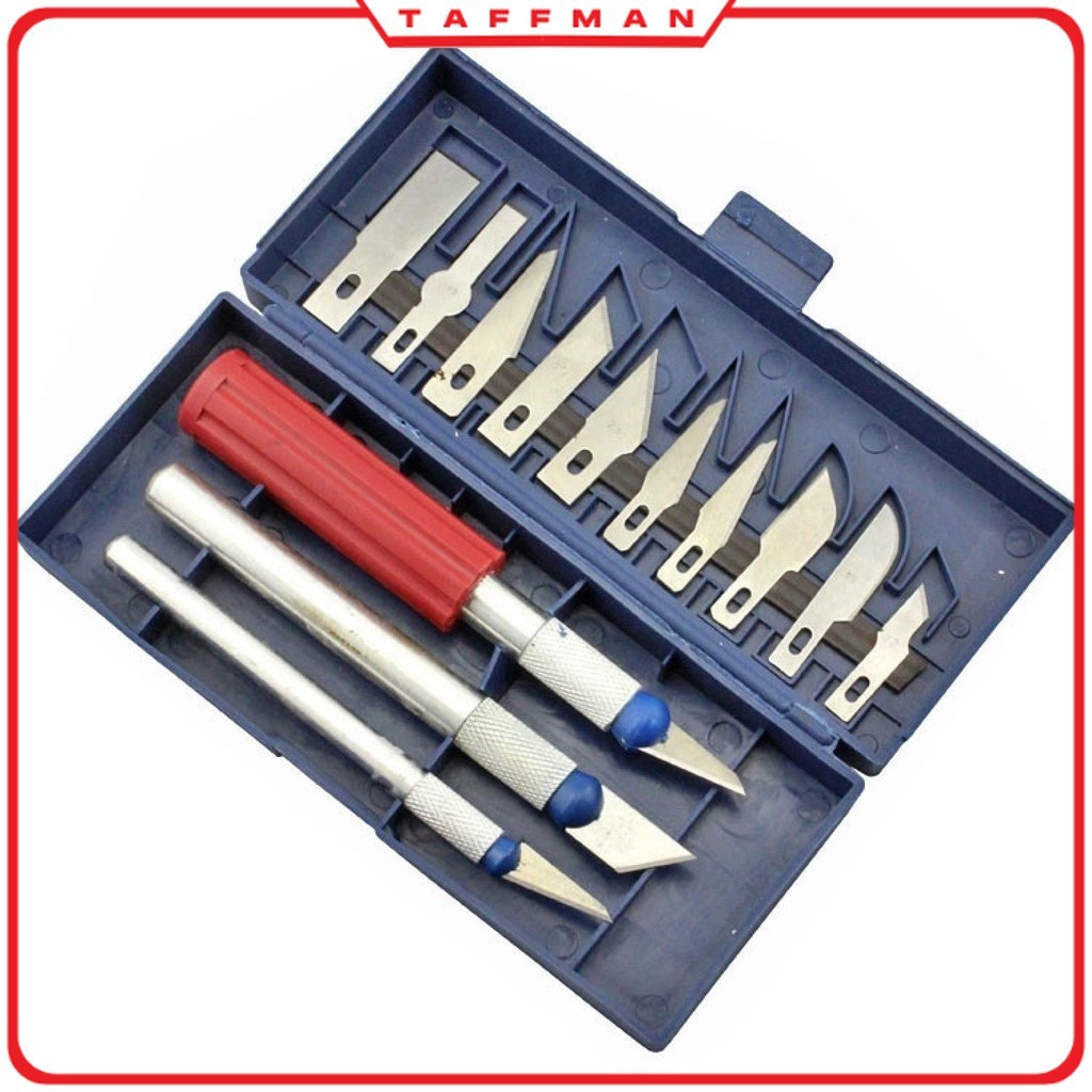 

TM - KNIFEZER Set Pisau Ukir Seni 13 in 1 Crafting Knife 3 Handle - A-003