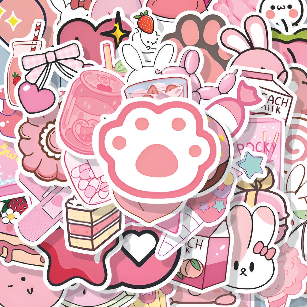 

100PCS Lucu Stiker Cute Pink Sticker Pack Stiker Aesthetic Stiker Anti Air Stikers Berperekat Waterproof sticker decal buat Motor Helm Buku Journal Koper Casing HP Laptop Botol Minum Hadiah anak