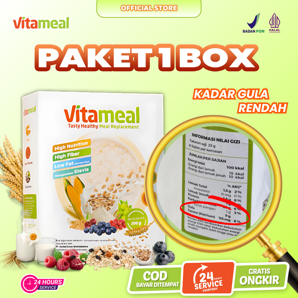 

[ KONSUMSI RUTIN ] Vitameal Sereal Promo Multigrain Sereal Herbal Kaya Nutrisi, Cocok untuk Lansia & Dewasa Aktif VITAMILK HERBAL