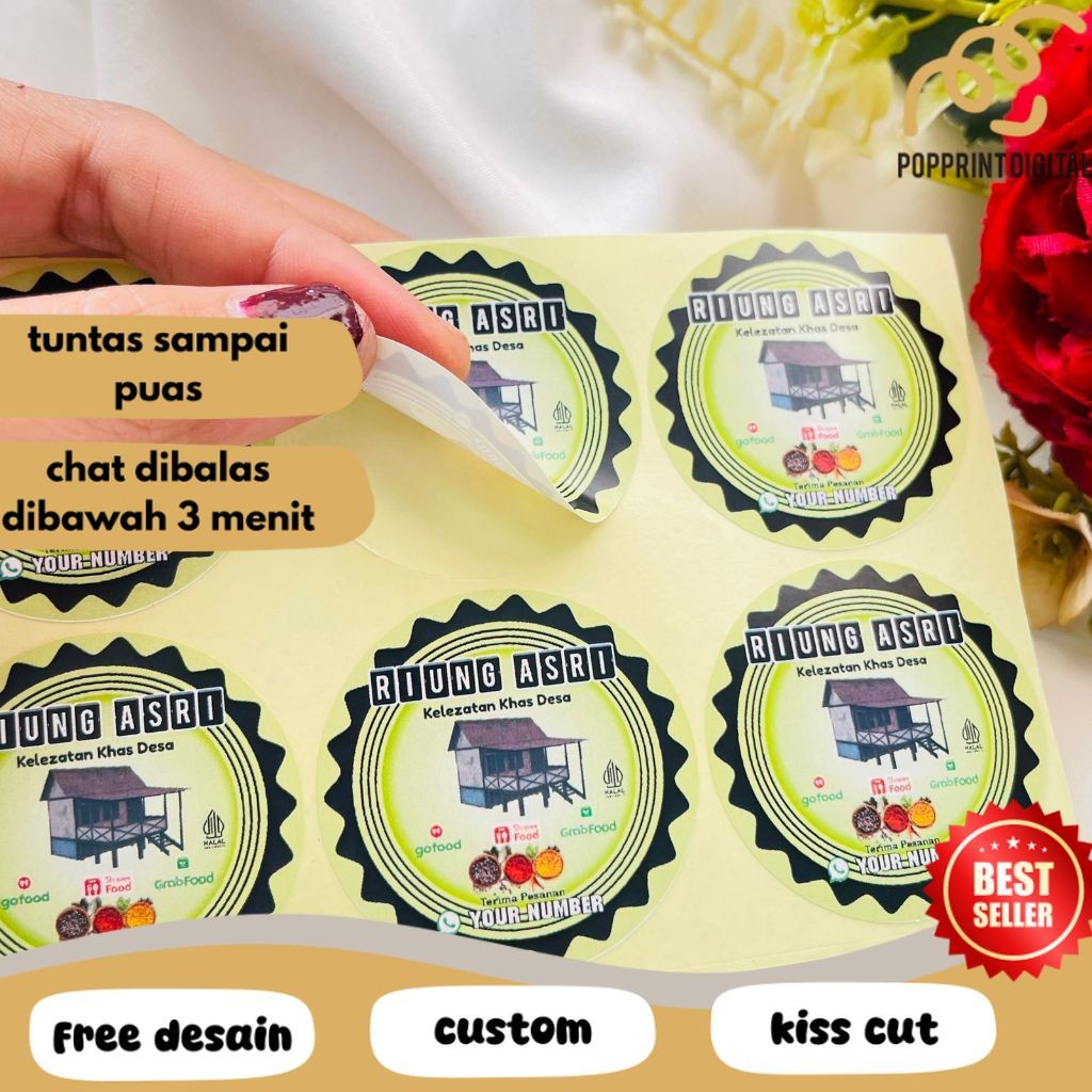 

PpD 5-8 Ready Cetak Sticker Murah Label Ruman Makan Free Desain Warung Nasi Restoran Custom