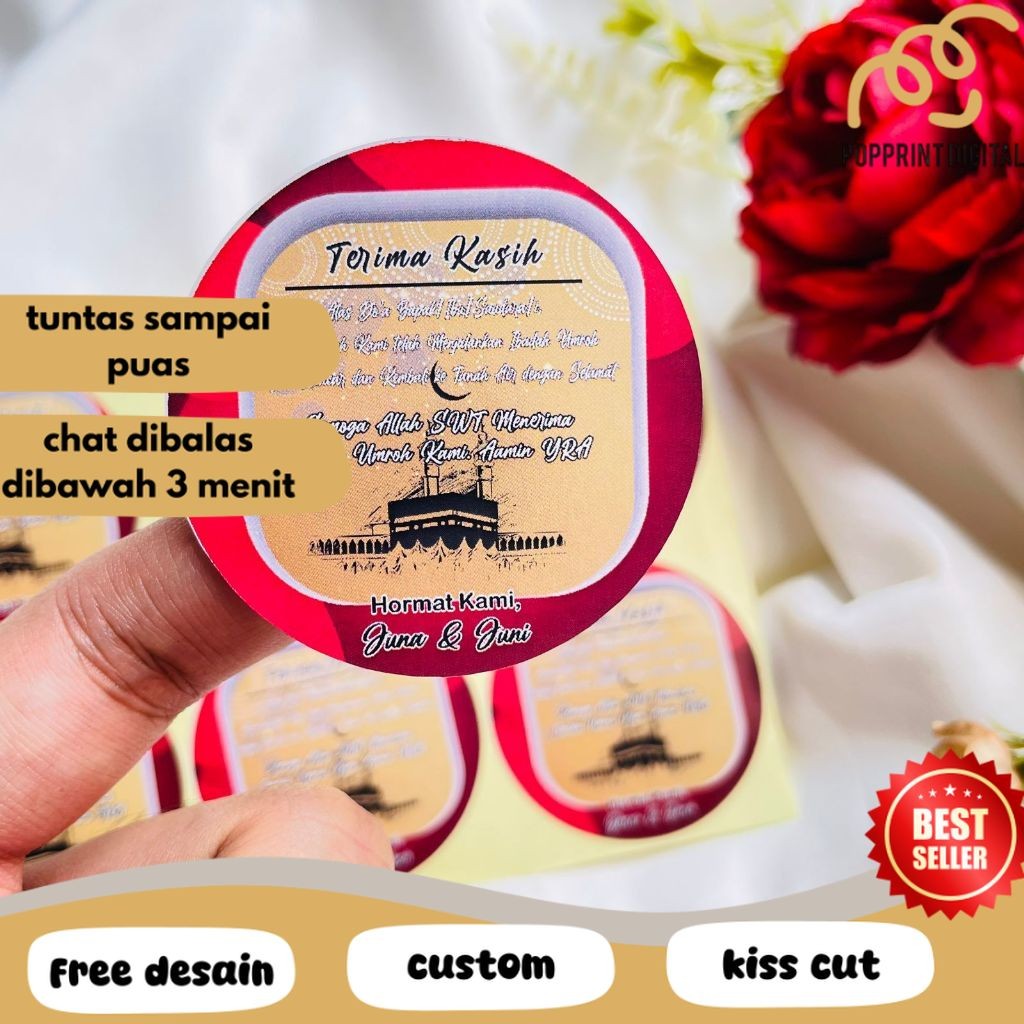 

PpD 2-4 Cetak Stiker Gift From Umroh Sticker Chromo Bulat Naik Haji Label Tasyakuran Hajj