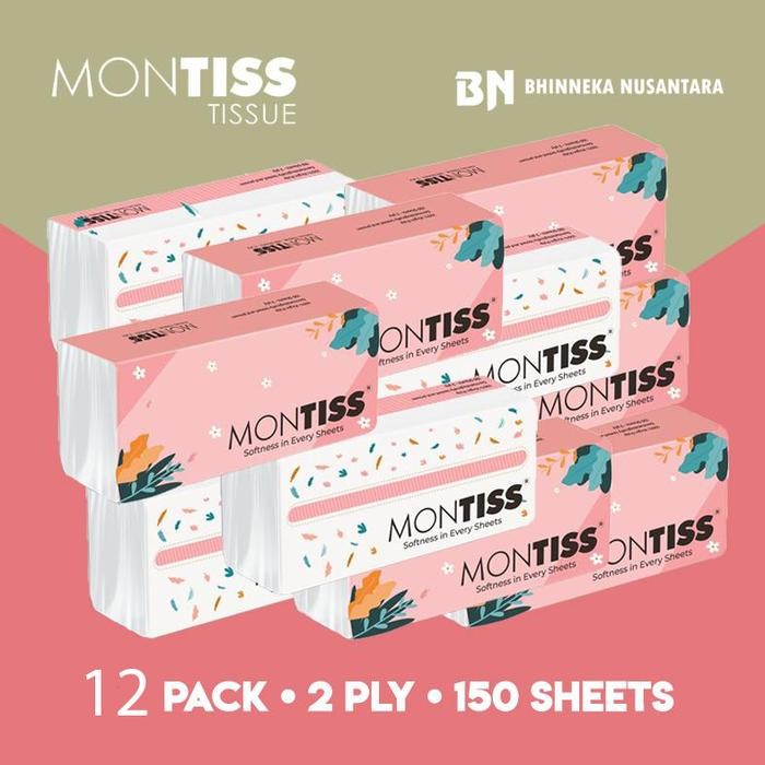 [12 Pack] Montiss Facial Tissue 150 Sheets Tisu - Montiss 150 - 12 Pcs