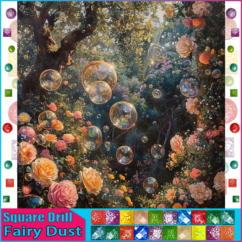 

HOMFUN Fairy Dust AB Diamond Painting "Scenery Flower" 5D DIY Diamond Embroidery Full Square/round Rhinestone Of Picture