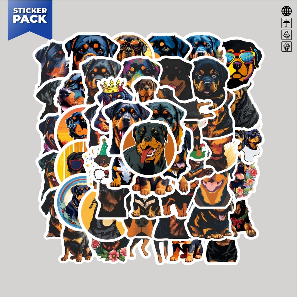 

[100PCS]Stiker Pack Stiker Rottweiler Dog Cartoon [Kartun Anjing Rottweiler] Aesthetic Vinyl Anti Air Dekorasi Sticker Laptop Buku Journal Koper Helm Casing HP Gitar Helm Skateboard