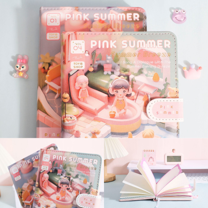 

Magnetic Notebook PINK SUMMER Buku Diary PU Leather Buku Catatan Agenda - 6984