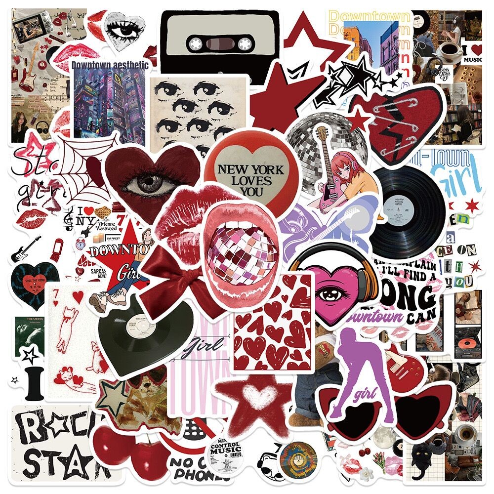 

10/50Pcs Cool Downtown Y2K Girls Stickers Trend Aesthetic Decals Decoration DIY Luggage Laptop Fridge Phone Car Graffiti Sticker