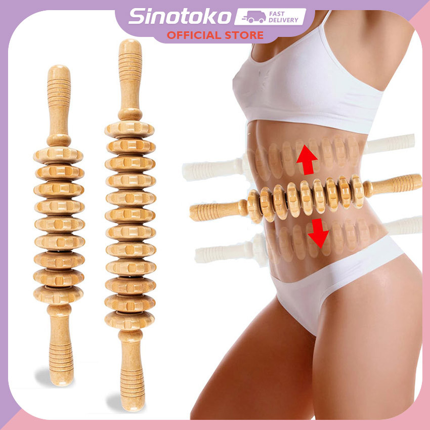 Pijat Punggung Roller Massager Kayu