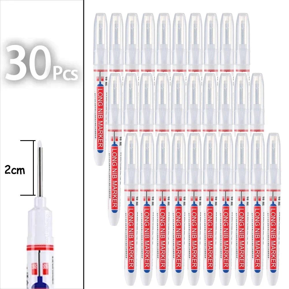 

10-100Pcs White/Red/Black/Blue/Green Waterproof 2cm Long Head Markers Deep Hole Marker Pen for Metal Carpenter Woodworking Tools