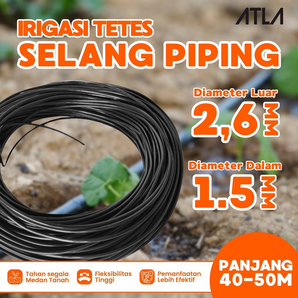 Selang Piping Pandepun 2,6 mm Selang PE Drip Kapiler Pertanian Irigasi Tetes Hiasan Tas 2,6mm