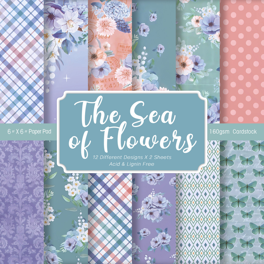 

24 Sheets Colored Floral Pattern Scrapbook Paper，journaling Supplies Cardstock Backgrounds Album Card For Diy Art Craft Decor