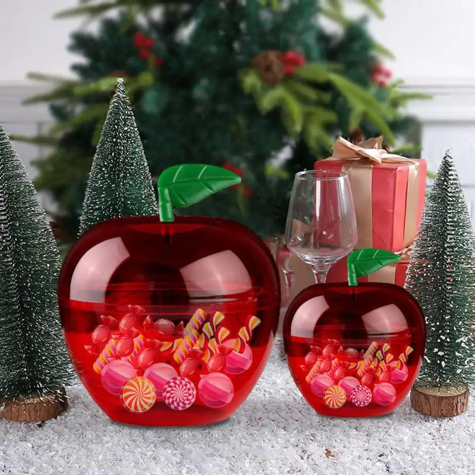 

Boxes 5/10Pcs Candy Boxes Party Apples Treat Gift Filled Apple Fillable Holiday Plastic Decoration Containers Ornament
