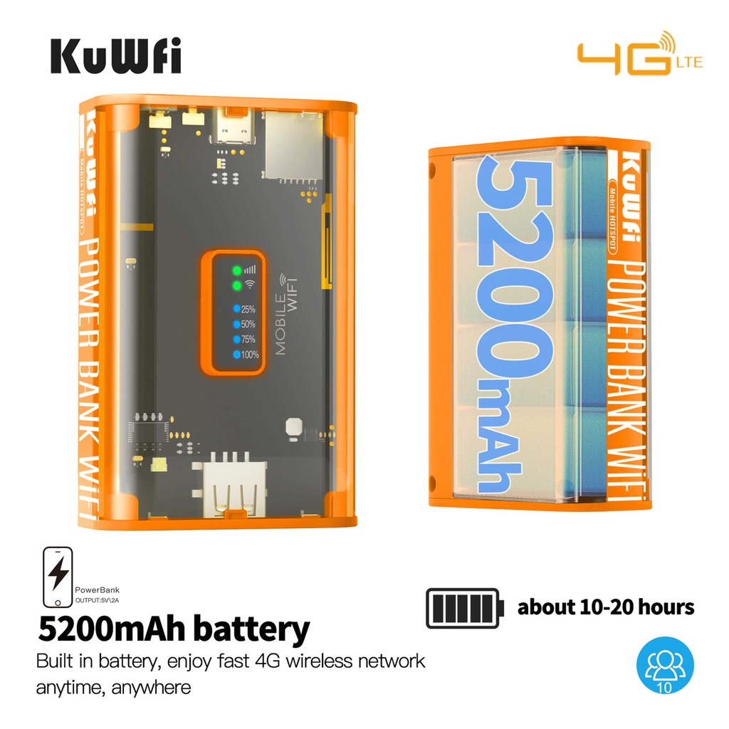 KuWFi 300Mbps 4g Wifi Router Unlocked SIM Card Wireless Modem Outdoor Mobile WI-FI High Speed Intern