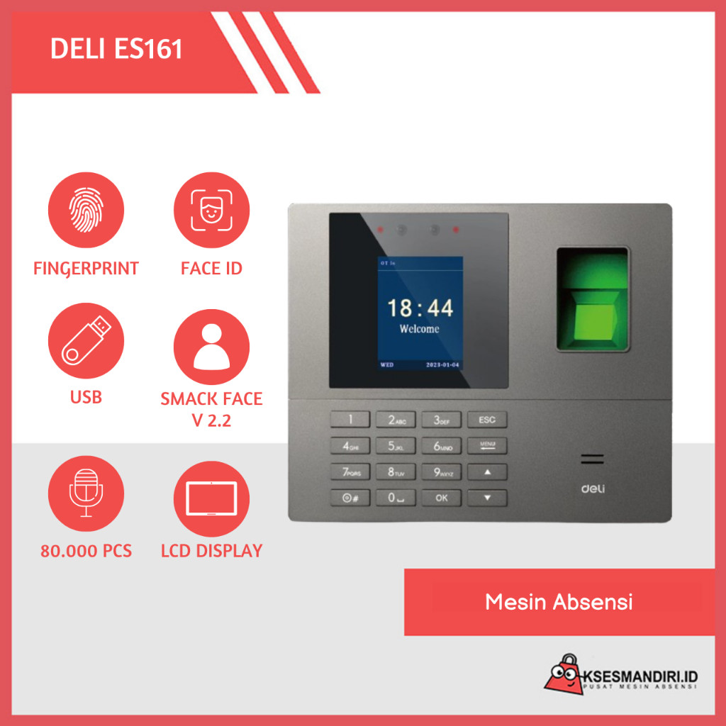 

Mesin Absensi Wajah dan Sidik Jari Laporan Otomatis Deli ES161
