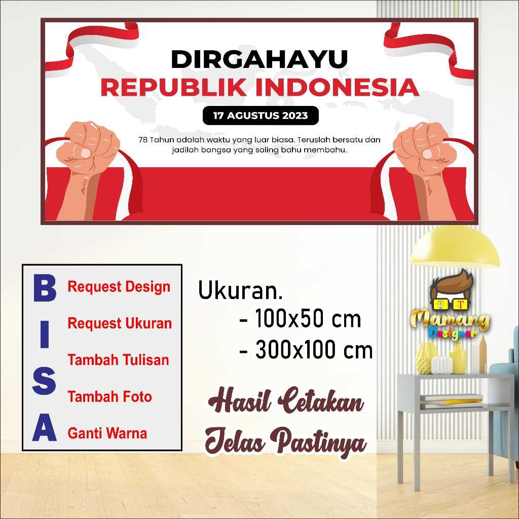 Backdrop Design Simple Banner Spanduk MMT Peringatan Hut RI, Bagus Murah bb