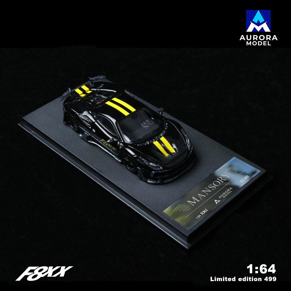 Aurora Model 1:64 Mansory Ferrari F8XX Tributo - Black with Yellow Stripes Limited