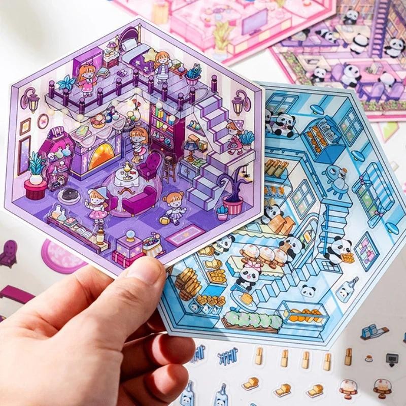 

Sevimli Karikatür El Yapımı 3D İstifleme Etiket Komik Tatlı Panda Simüle Mağaza DIY Dekor Mini Peyzaj Etiket Kawaii Çocuklar Hediye