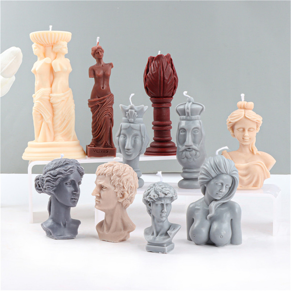 

Nordic DIY Human Body Art Gypsum Home Decorate 3D Venus Goddess Soy Wax Candle Silicone Mold Make Roman Column Angel Soap Mould