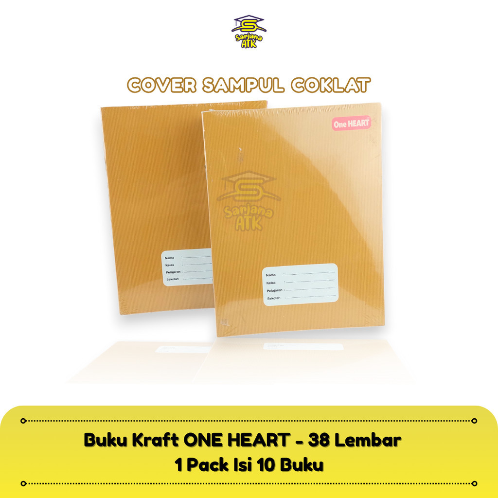 

(10pcs) Buku Tulis Kraft / Buku Catatan Sekolah Sampul Coklat ONE HEART 38 Lembar
