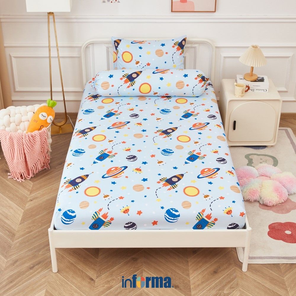 Informa Set Seprai Microfiber Anak Dino Cars Space Flower Single 120X200 100X200 Sprei Seprei Sheet 