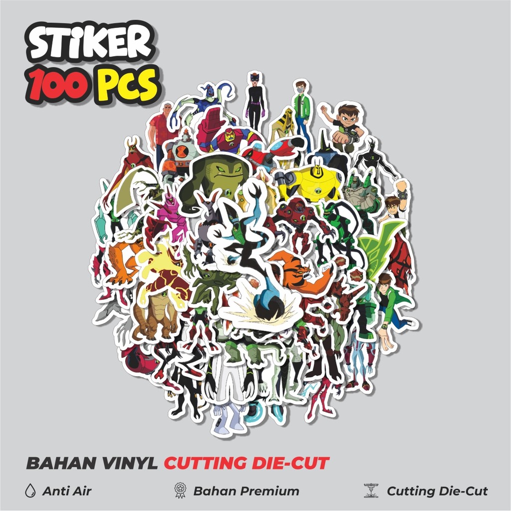 

Terbaru! 50 pcs Stiker Kartun Series Ben Ten Karakter Mix 5 Dekorasi Lucu Kreatif untuk Notebook, Skateboard, HP
