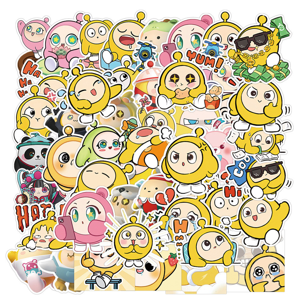 

50pcs Cute Cartoon Eggie Party Game Stickers Graffiti Water Cup Luggage Laptop Handbook Waterproof Sticker Gift Toy