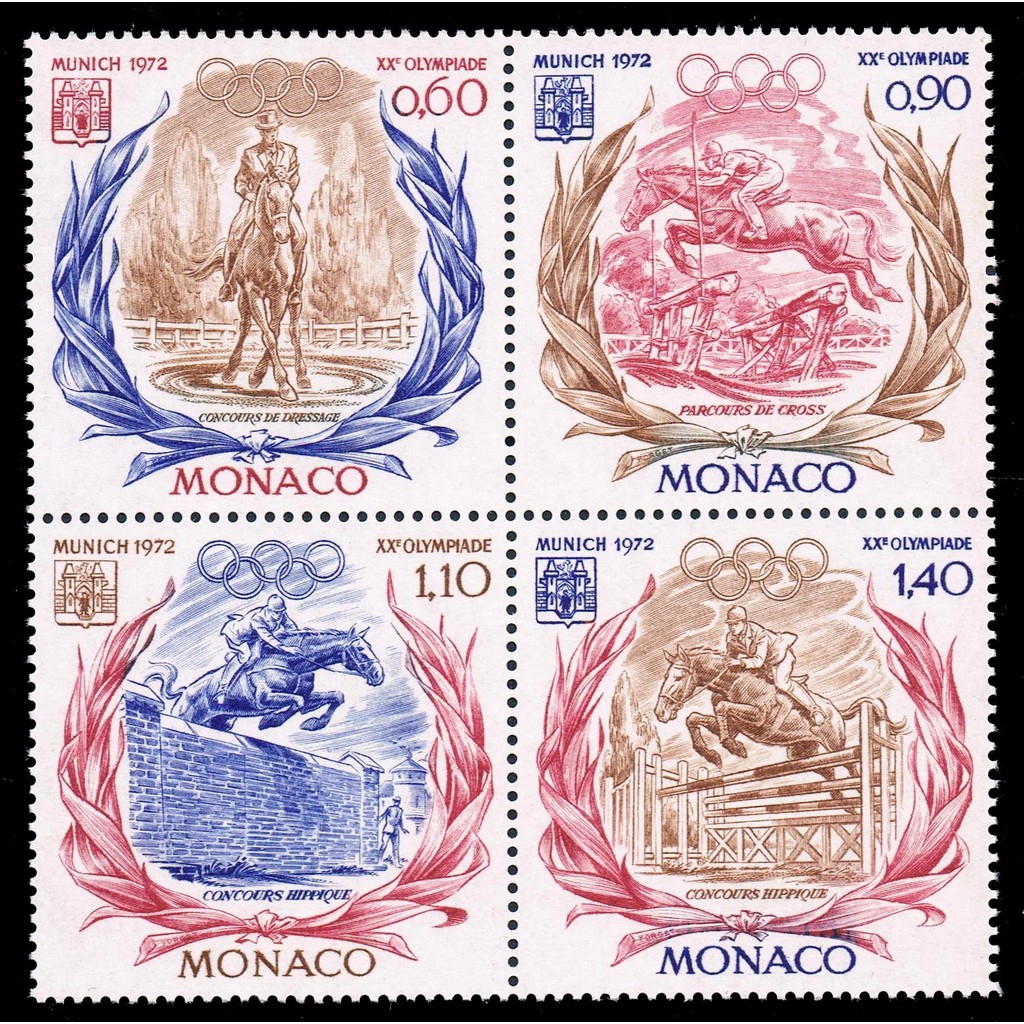 

4Pcs/Set New Monaco Post Stamp 1972 Sports Games Engraving Stamps MNH