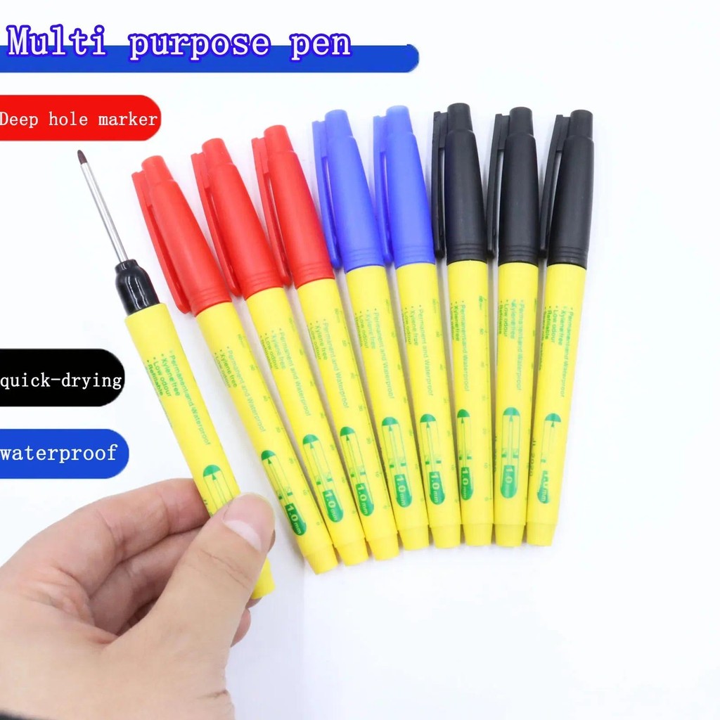 

8pcs/Set 33mm Long Tip Marking Pen Waterproof and Colorfast Ceramic Tile Wood Metal Deep Hole Long Head Marking Pen Woodworking