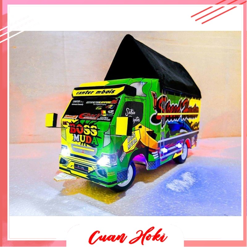 CUAN HOKI PROMO  MINIATUR TRUK OLENG KAYU FULL LAMPU KELIP miniatur truk oleng truk oleng lampu mini