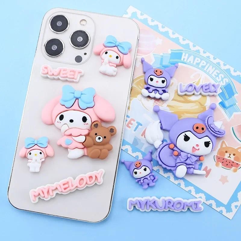 

Kawaii Sanrio Phone Case DIY Accessories Hello Kitty Culomi Melody Cinnamon Dog 3D Resin Water Cup Decoration Accessories
