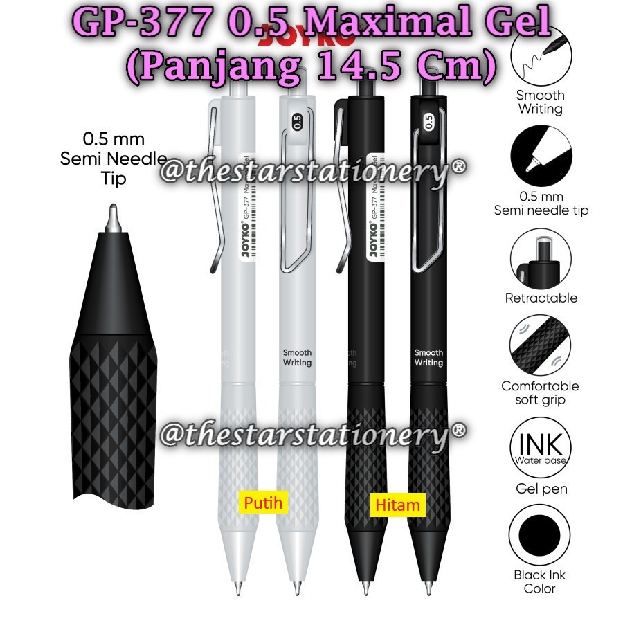 

(1 Pak/12) GROSIR Gelpen JOYKO GP-377 Maximal Gel 0.5 mm Gel Pen Pulpen Pena Joyko GP-377 (Pak/12)