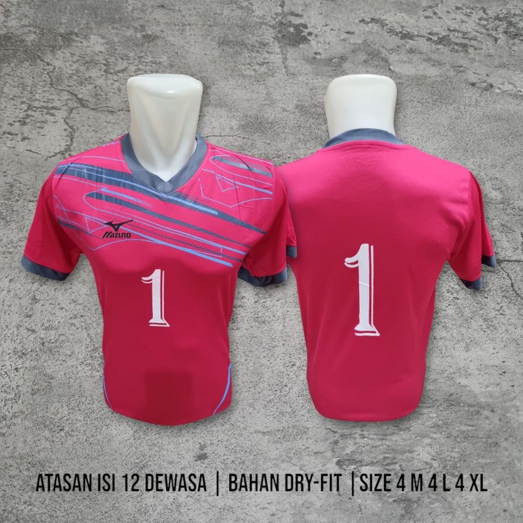 Mizuno Kaos Team Volly/Futsal/Sepak Bola Atasan Olahraga Tim Dewasa (1 Set 12 Pcs)