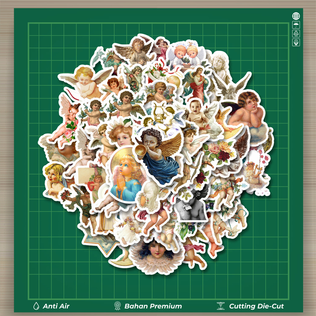 

HOT 50 PCS STIKER Stiker Vintage Series Character Cherub Mix 1 Stiker Fashion Cars Decal Dingin Kartu Album Custom Vinyl Anti Air- Sticker Aesthetic Buku Journal Koper Casing HP Tablet Laptop Helm Motor Botol Minum