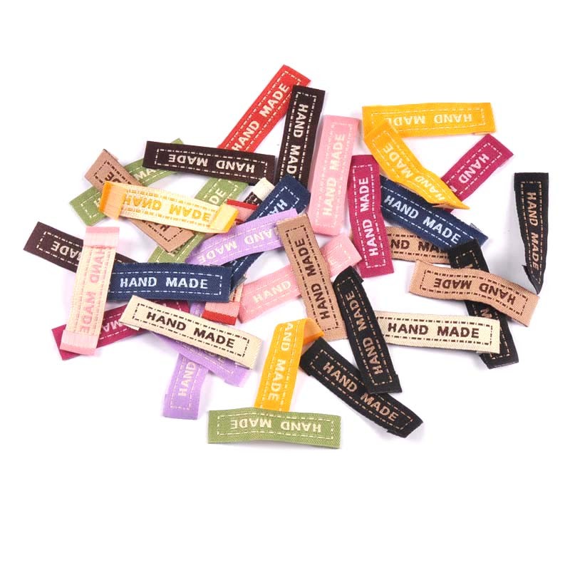 

50Pcs 45x13mm Handmade Clothing Labels Embossed Tags DIY Flag Labels For Garment Sewing Socks Accessories