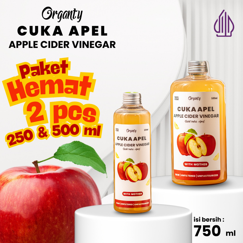 

Organty Paket Hemat Cuka APel 750ML dan 1000ML Appel Cider Vinegar Original | Diet | Detox tubuh | Kolesterol
